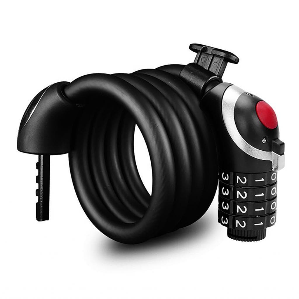 Trava antirroubo de bicicleta 1,5 m Combinação de 4 dígitos Forte resistência portátil para portões de atividades ao ar