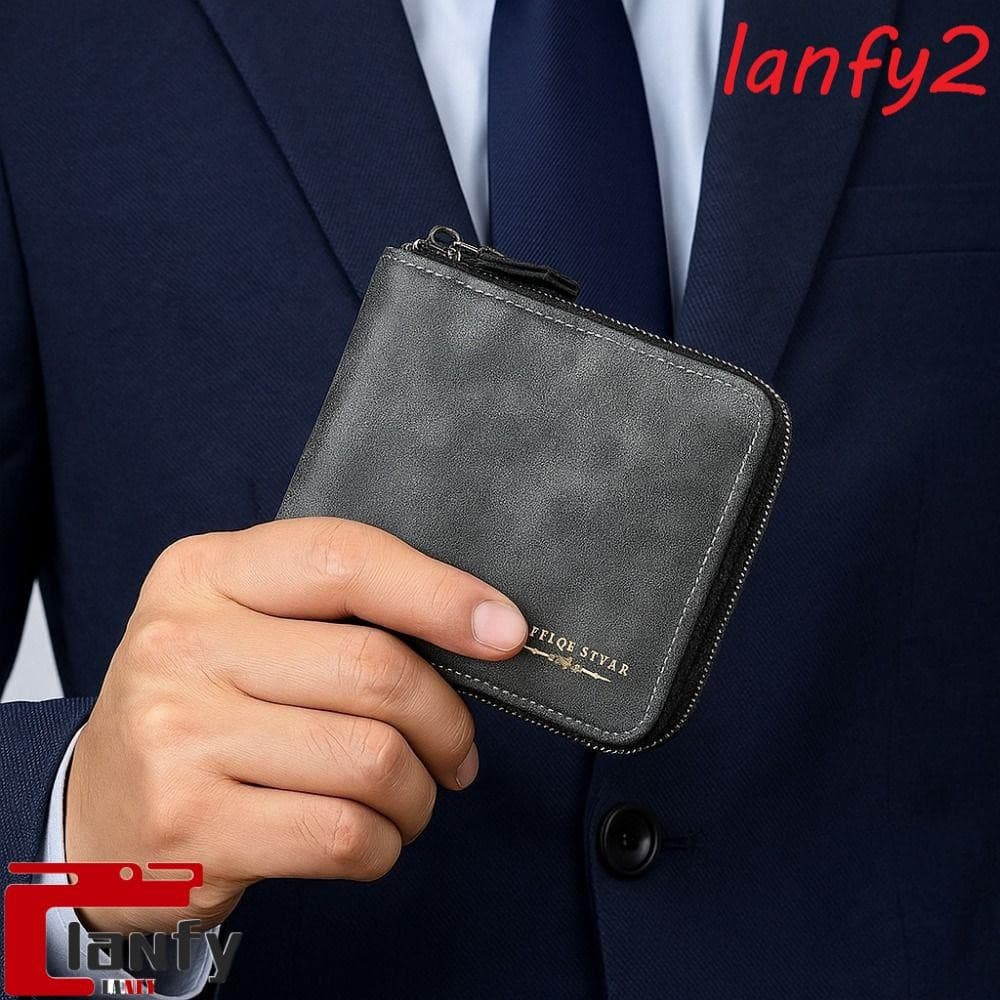 Bolsa Para Cartão Curto LANFY , Carteira Masculina De Couro PU De Grande Capacidade , Porta De Crédito Multifuncional Qu