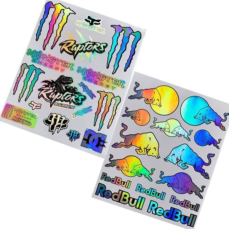 Racing Kit Adesivos Red Bull e Monster Energy Colorido Impermeável para Moto Capacete e Scooter