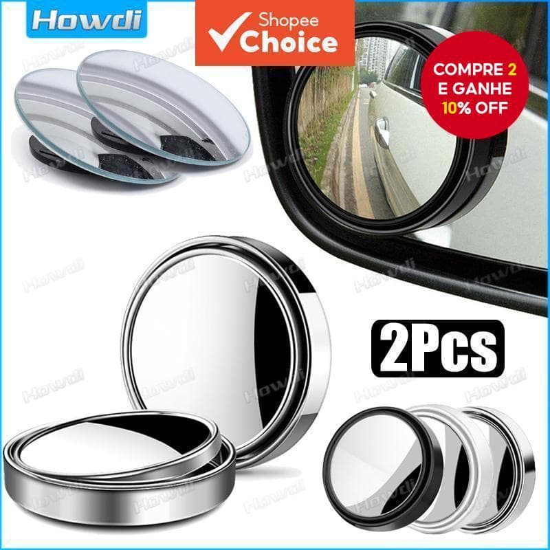 2 Unidades HD Espelho De Ponto Cego De Carro De Vidro Auto Motocicleta 360 ° Grande Angular Ajustável