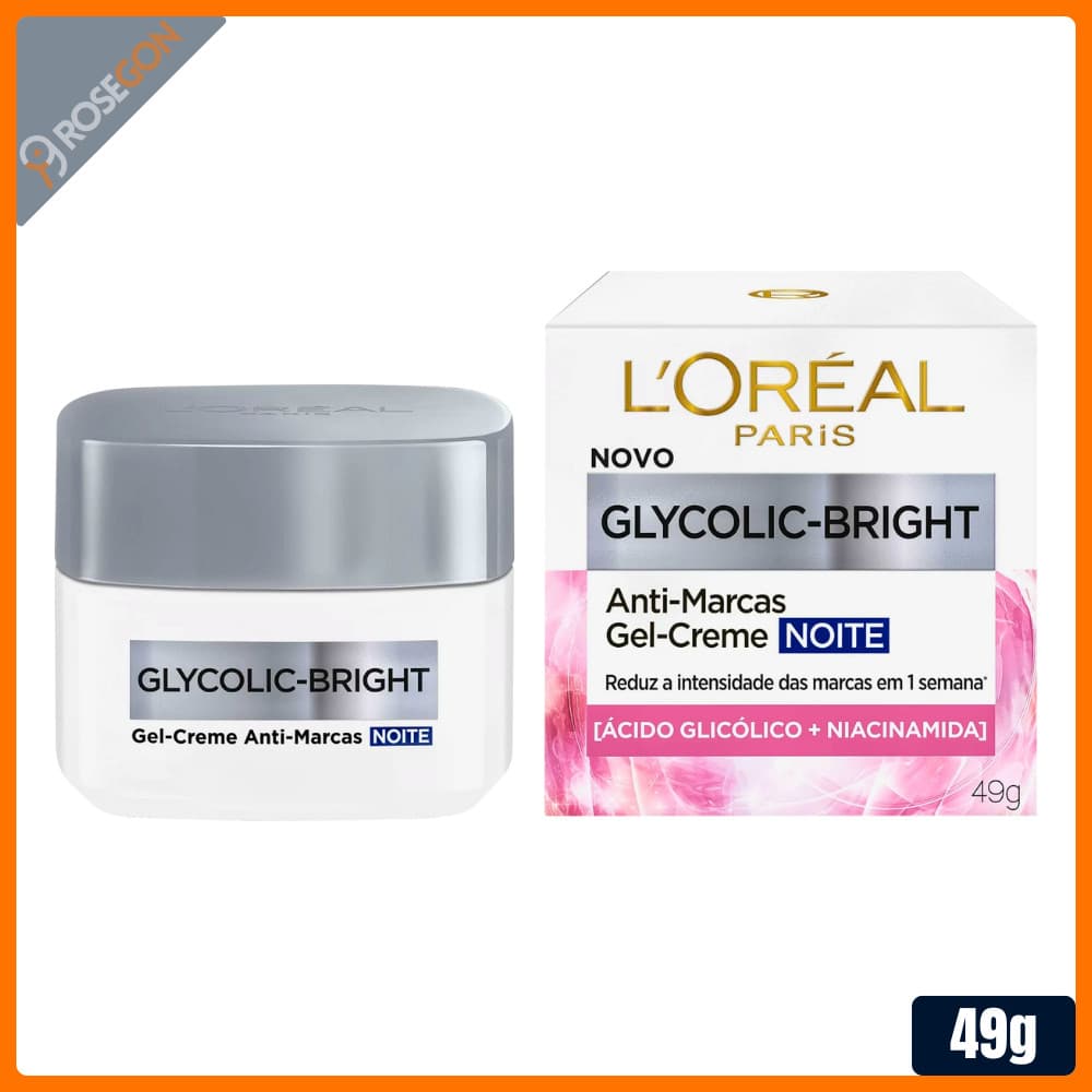 Gel Creme Anti Marcas com Niacinamida Loreal Glycolic Bright Noite 49g