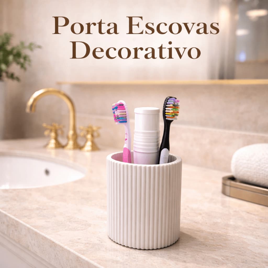 Porta Escova de Dente Canelado Decorativo | Organizador de Banheiro Moderno Minimalista