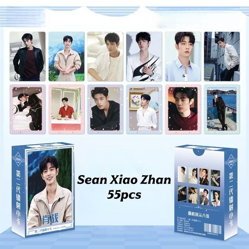 50-55pcs Ator De Drama Chinês Sean Xiao Zhan Cartões Lomo Holográficos SHIQING HUAYI Vivian Tian Xiwei Holograma Photoca