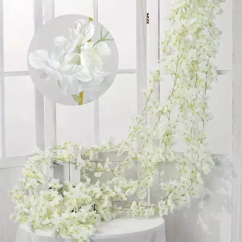 Corrente De Cerejeira Artificial 180cm/135 Flores Para Decoração Decorativa Flor Artificial Trepadeira