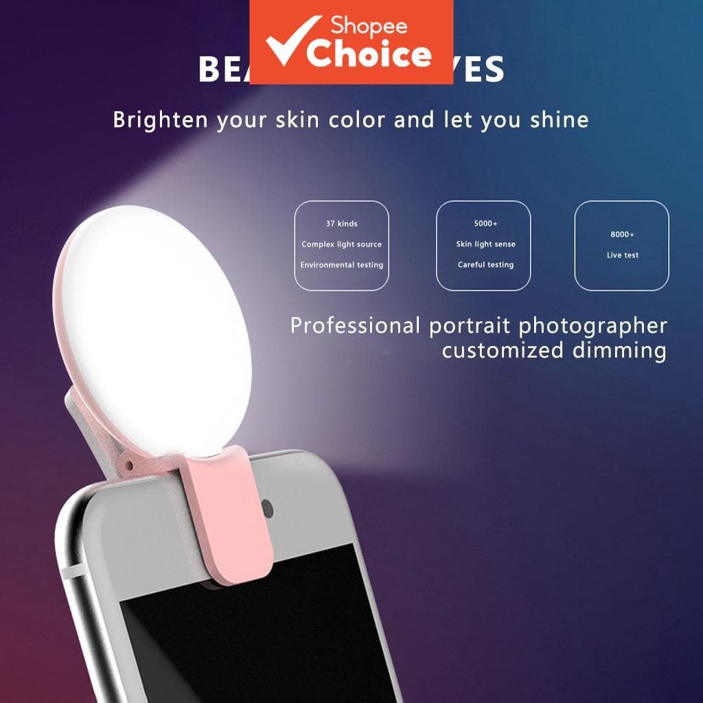 Ring Light Anel De Luz De Selfie Fofo Recarregável-Flash Preenchimento LED Para Câmera E Todos Os Telefones
