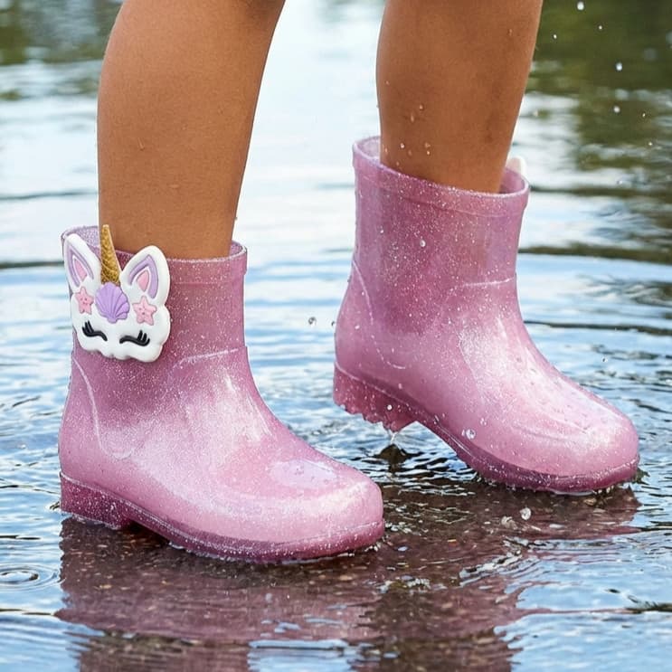 Bota Galocha Infantil Menina Glitter Leve Confotárvel Bota de Chuva
