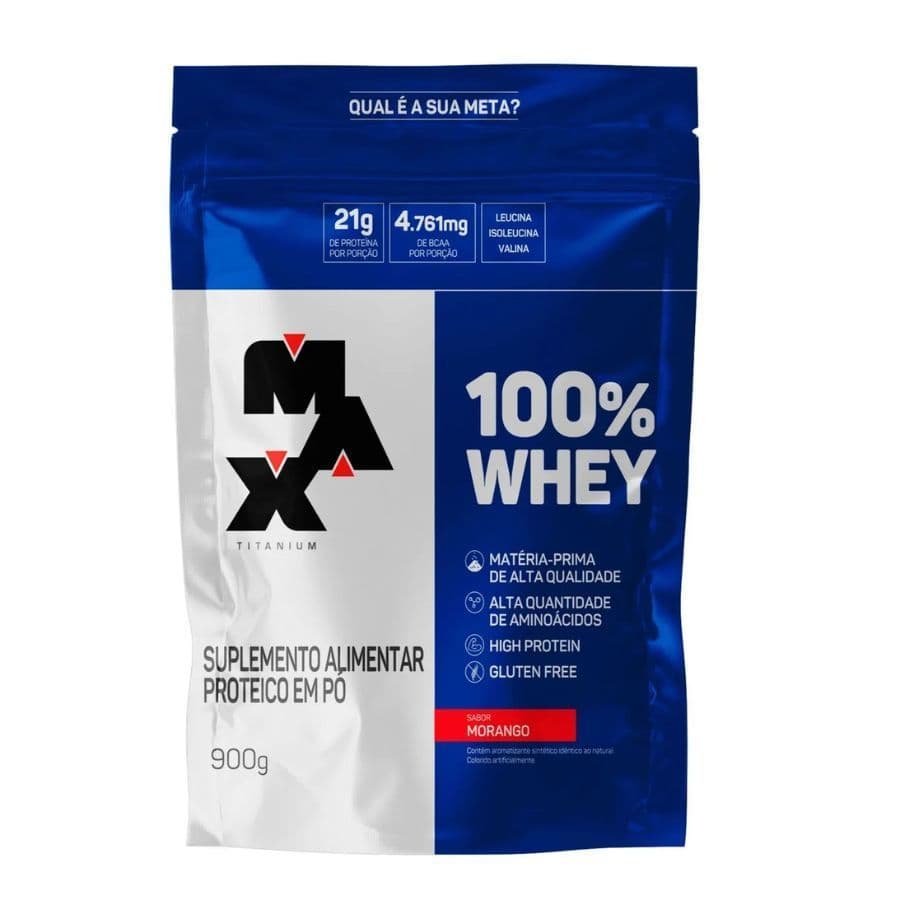 Whey Protein 100% Concentrado Max Titanium 900g Refil