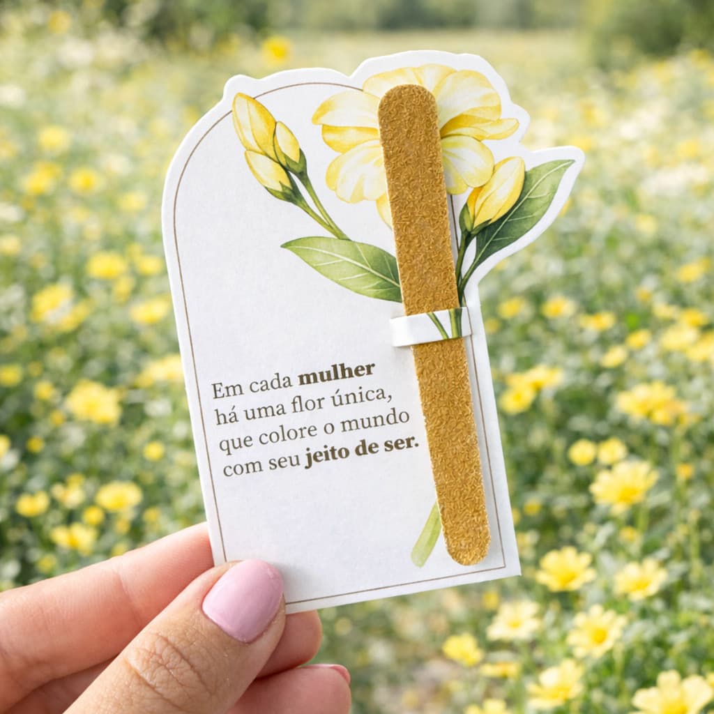 Kit Mini Tag Flores + Mini Lixa 8cm Brinde Mimo
