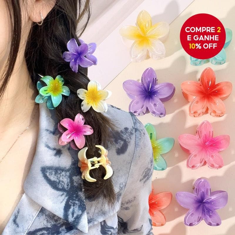  Presilha de cabelo Frangipani Mancha Doce Média: Elegante presilha de tubarão para rabo de cavalo feminino - Acessório