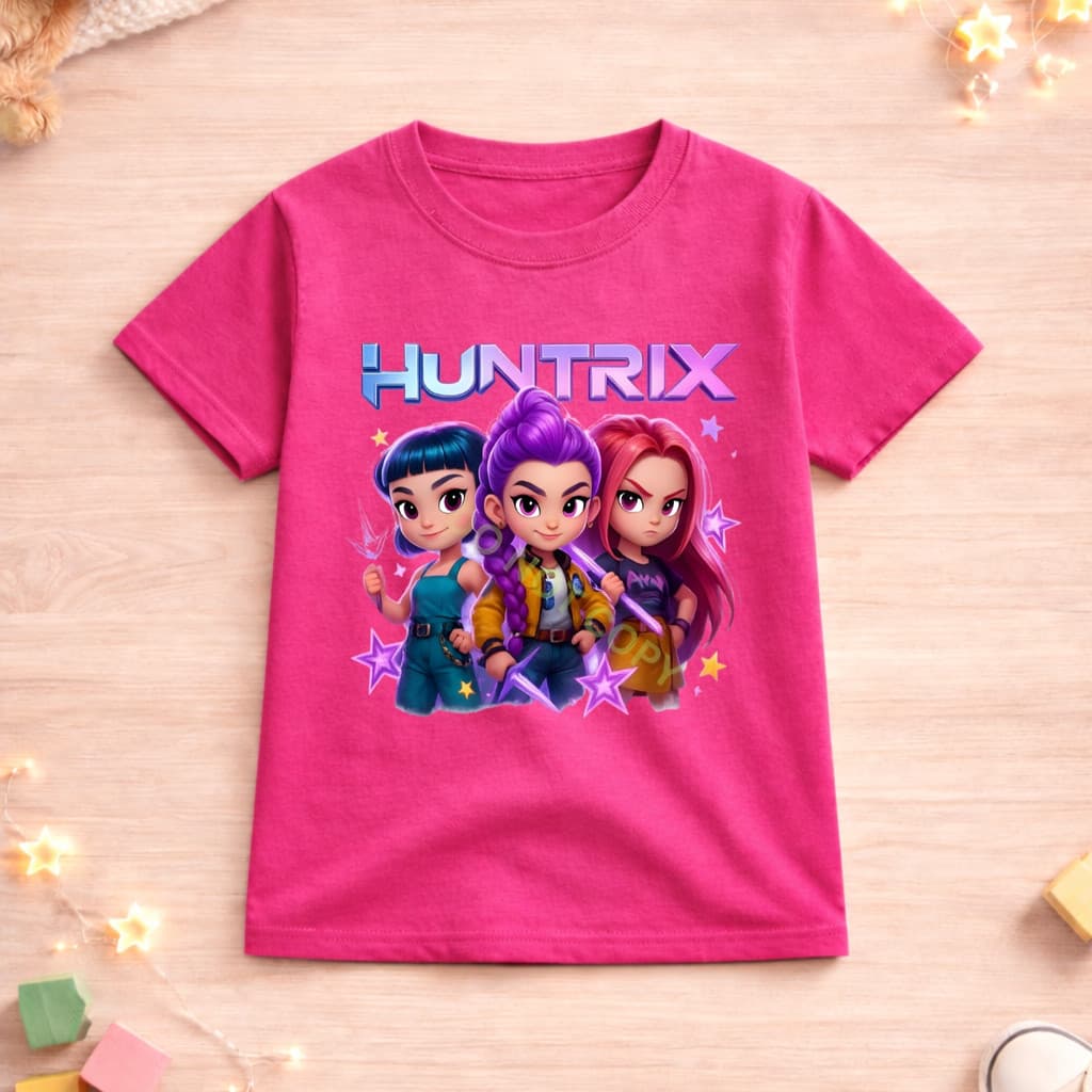 Camiseta Infantil Camisa Huntrix Guerreiras do Kpop Blusa Estampada Moda Kids 100% Algodão
