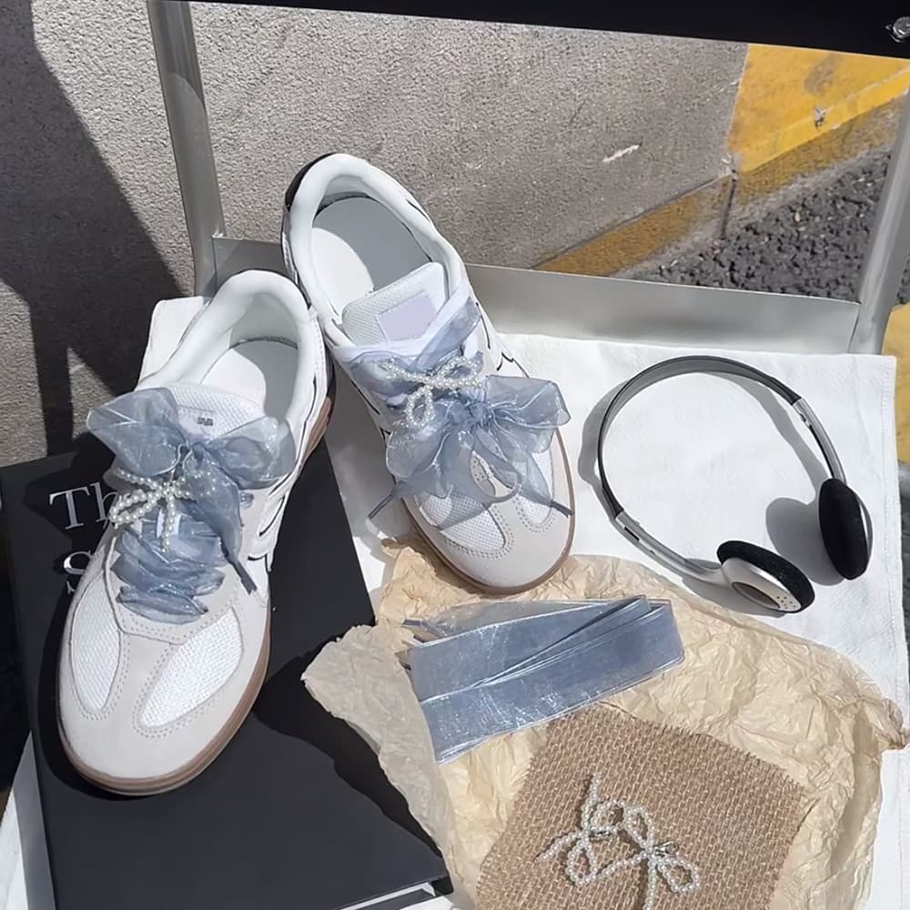 1 Par De Cadarços Cabeça De Metal Preto Bege Multifuncional Moda