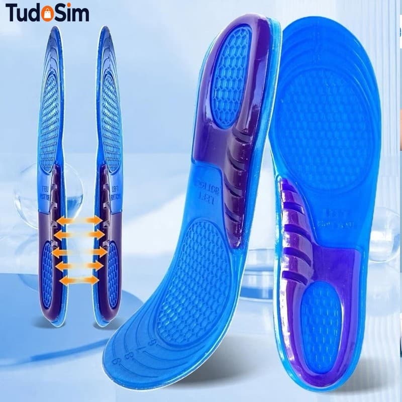 Par De Palmilha Ortopédica Gel de Silicone para Dores nos Pés Anti Impacto para Sapato