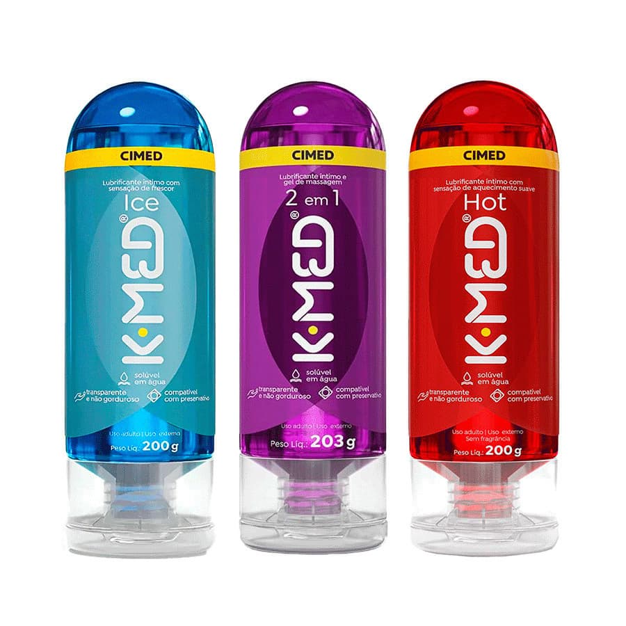 kit Gel Lubrificante Íntimo K-Med, 2em1,Hot e  Ice 203g Cimed