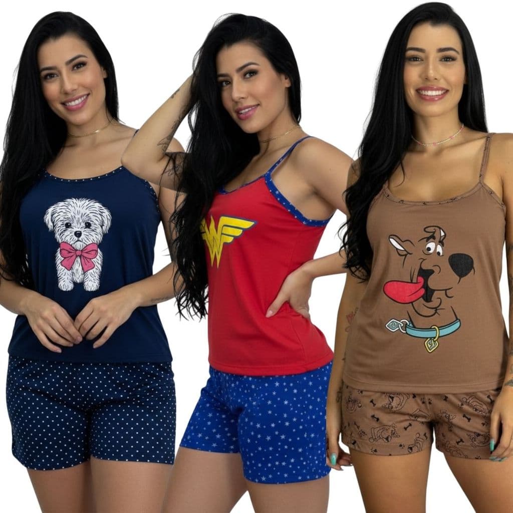 Baby Doll Alcinha Personagem / Baby Doll Feminino / Roupa de Dormir