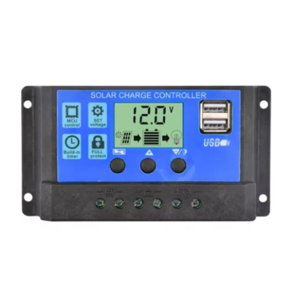 Controlador De Carga Solar Pwm 30a 12v 24v Usb Lcd Off Grid