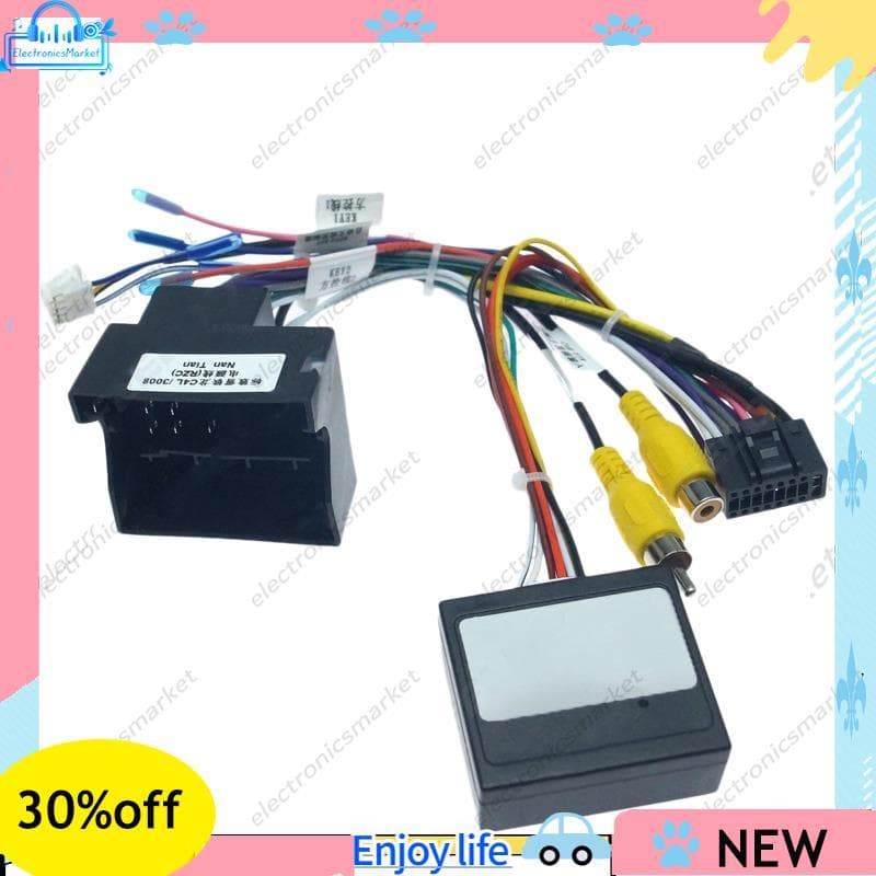 Carro 16PIN Cabo De Alimentação Áudio Rádio Cablagem Com Caixa Canbus Para 3008 2008 C4 C-Quatre C4L C3 XR C5