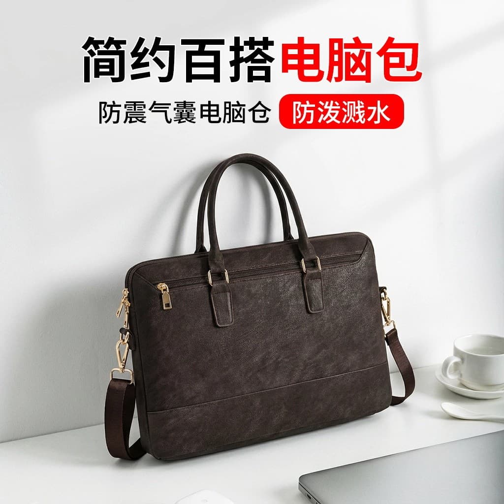 Bolsa para Laptop de Alto Estilo, Bolsa de Mão e Ombro para Homens e Mulheres, Reforçada, à Prova de Choque, com Airbag,