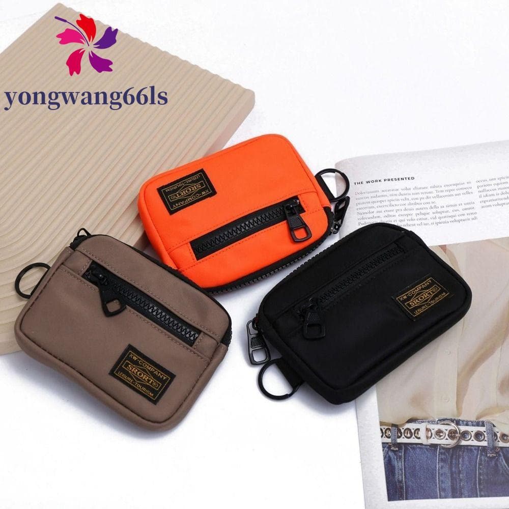 Bolsa De Moedas De Lona YONGWANG , Carteira Masculina Porta-Cartões Portátil , Com Zíper Estilo Coreano Curta