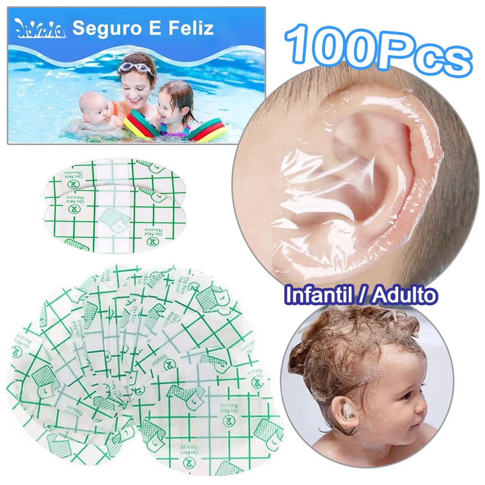 Kit 100 Adesivo Impermeável Orelha Banho Natação Infantil/adulto Alta Qualidade