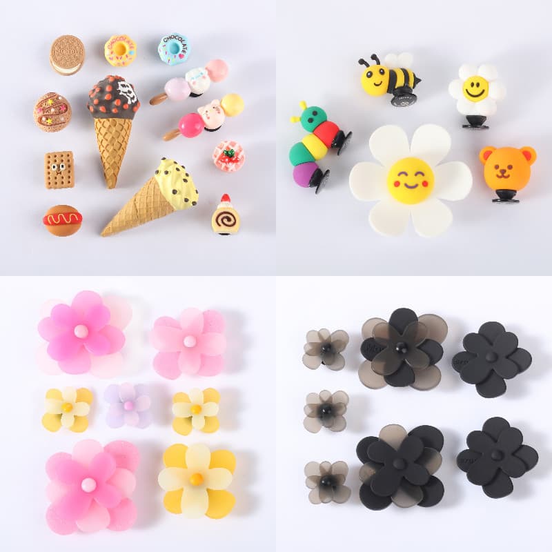 Miss Zoe Jibtz 3D Sacos De Buraco De Sorvete Acessórios Rosto Sorridente Flor 3D