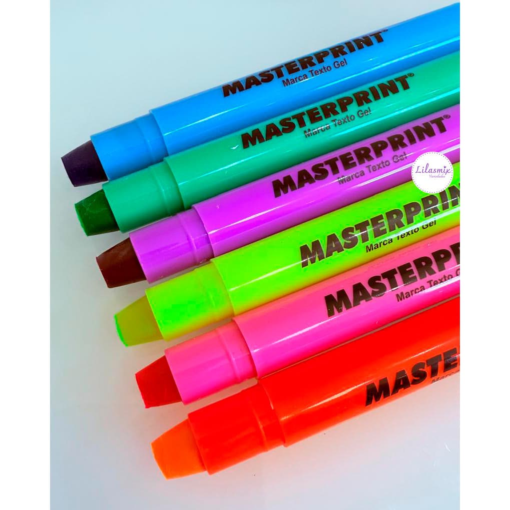 Kit 6 Canetas Marca Texto em Gel Masterprint Não Mancha Ideal para Bíblia Vade Mecum e Estudos