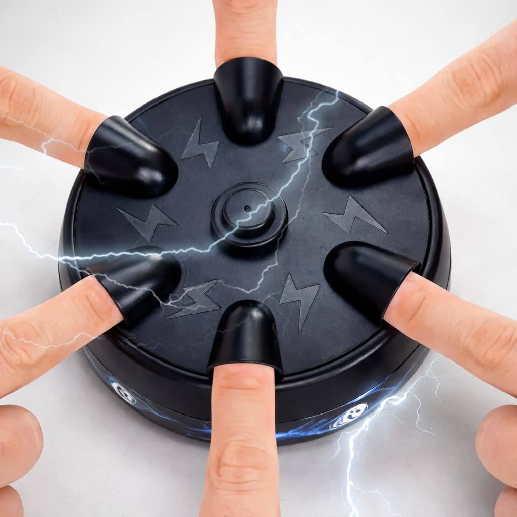 Jogo Roleta de Choque 6 Dedos - Shock Roulette Detector de Mentiras Infantil E Adulto Electric Game