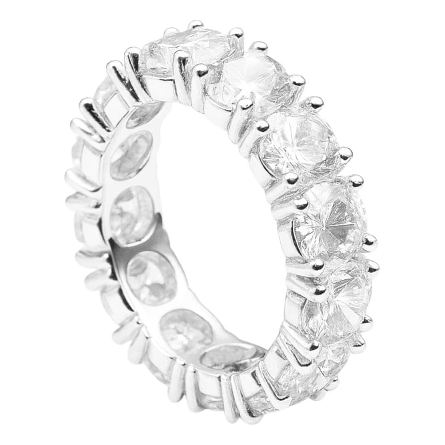 Anel Virgínia Em Prata 925 Com Zircônias Cristais Garantia Lançamento Promoção