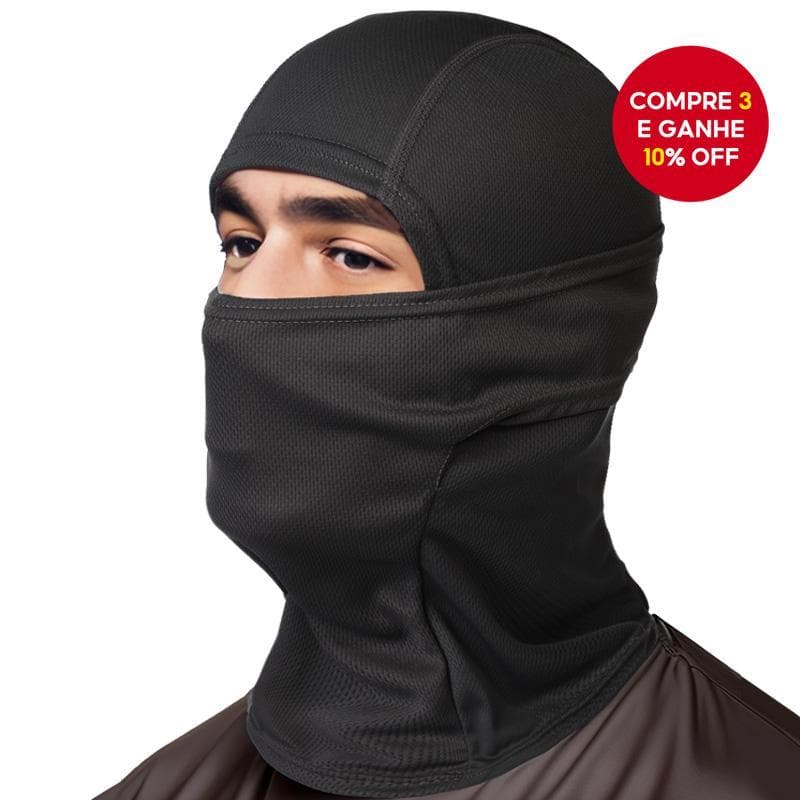 Máscara Balaclava Preta para Motocicleta, Respirável, Protetora do Rosto e Confortável para o Sol