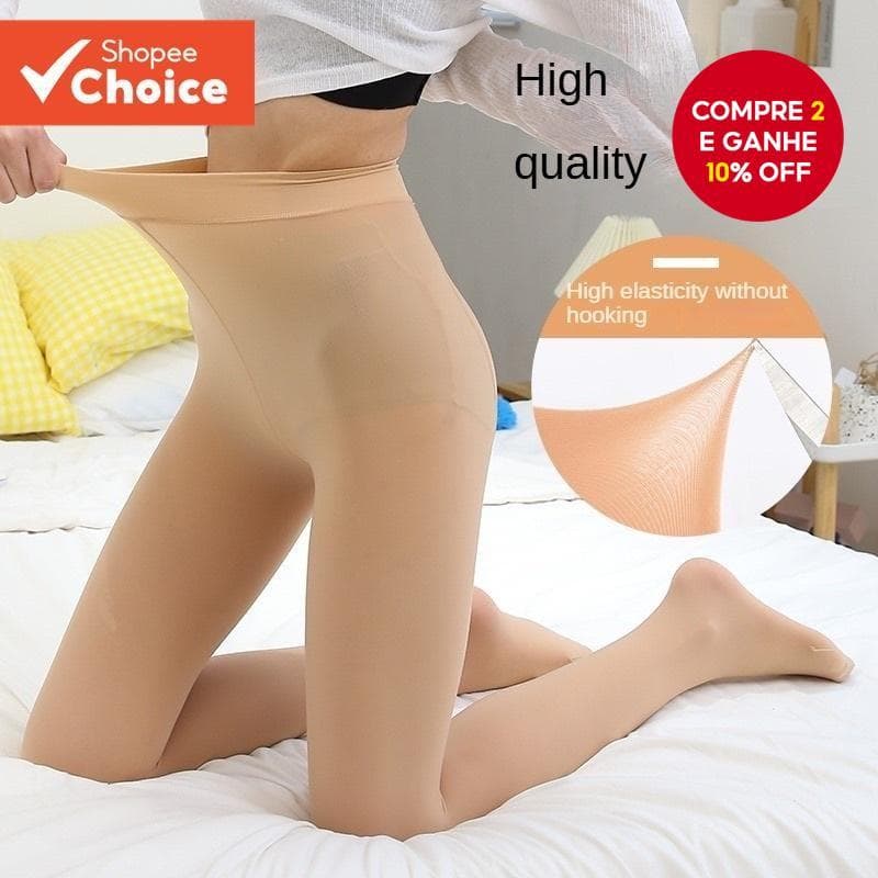 Meia-calça Grossa Anti-Ganchos 50D Stocking Durável Pele de Gelo