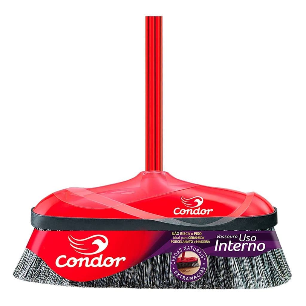 Vassoura Cerda Sintética Interna Varre Muito C/ Cabo Condor