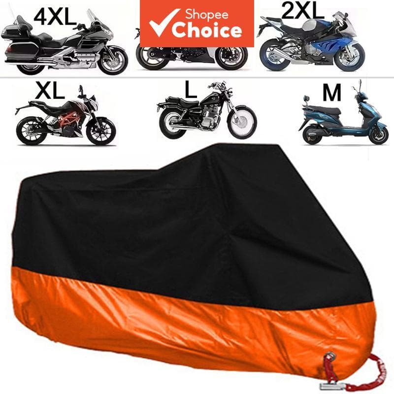 Capa Resistente Para Motocicleta Laranja Todas As Estações , Protetor Solar Reflexivo À Prova D'água UV M-4XL