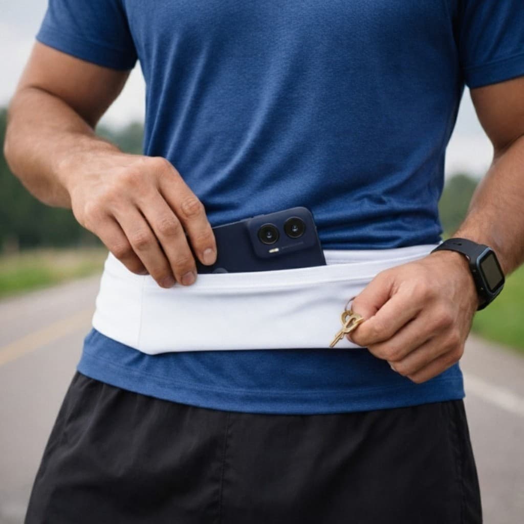 Cinto de Corrida 4KRUN Porta Celular Pochete Esportiva 3 Bolsos Impermeável Unissex Ajuste Firme Academia Running