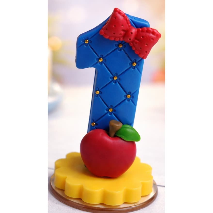 Vela de Aniversário Maçã Biscuit com Pavio Mágico