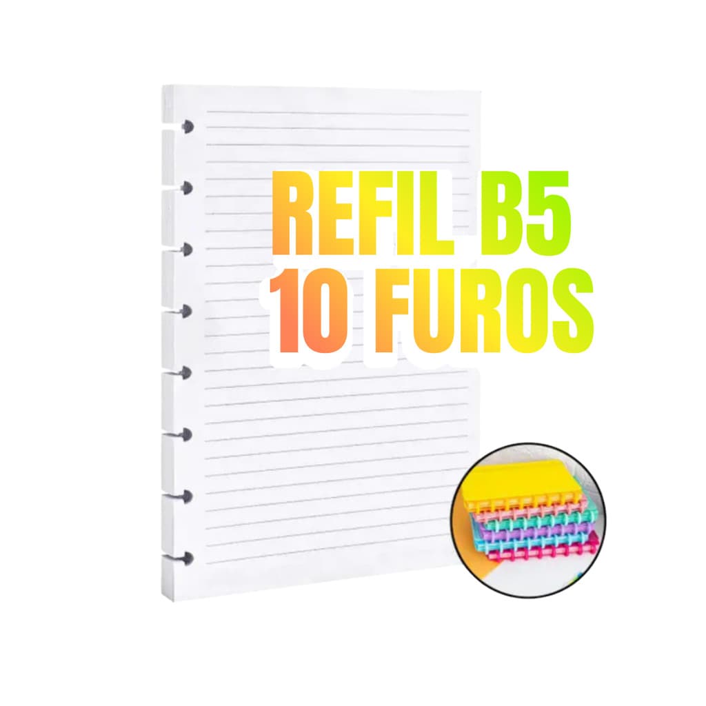 Kit 2 Refil De Folhas Pautadas Caderno B5 Discos (160 Folhas)