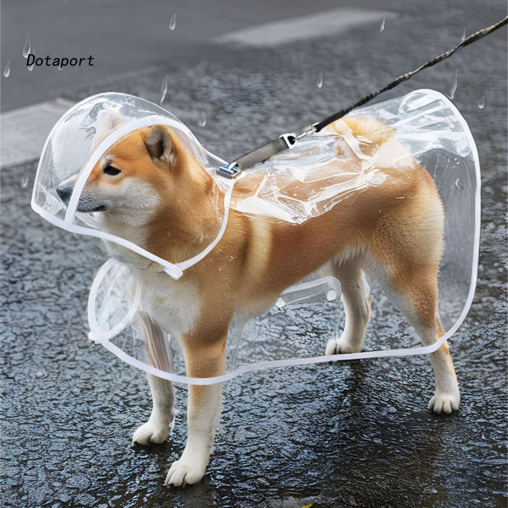 Adjustable Pet Raincoat Waterproof Transparent Dog with Hood Lightweight Poncho for Small and Medium Dogs Cats – for R