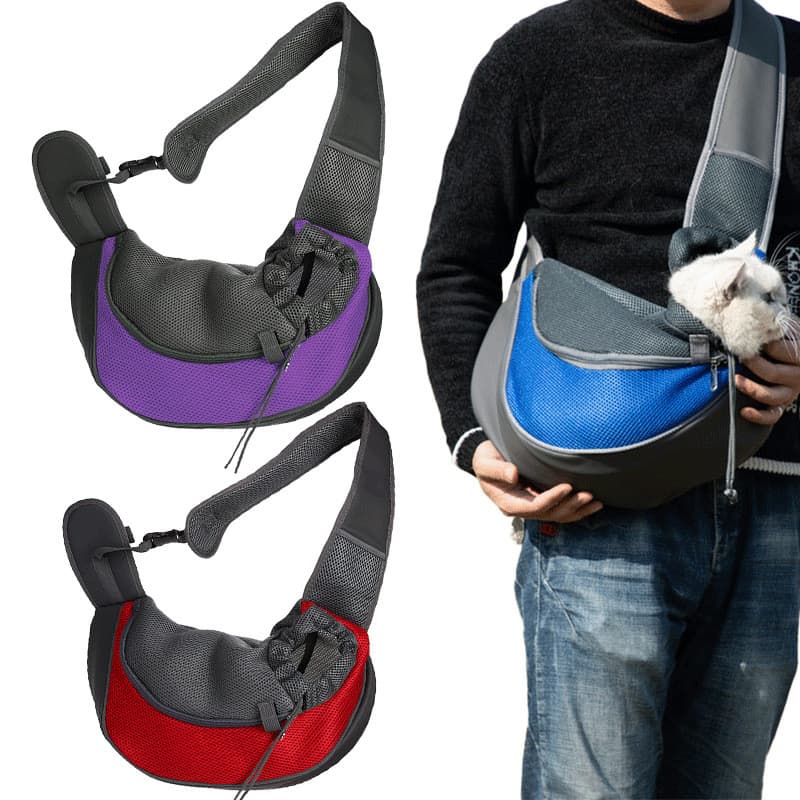 Bolsa Transversal Com Rede Transpiravel E Abertura Para Cabeça Perfeita Para Cães E Gatos