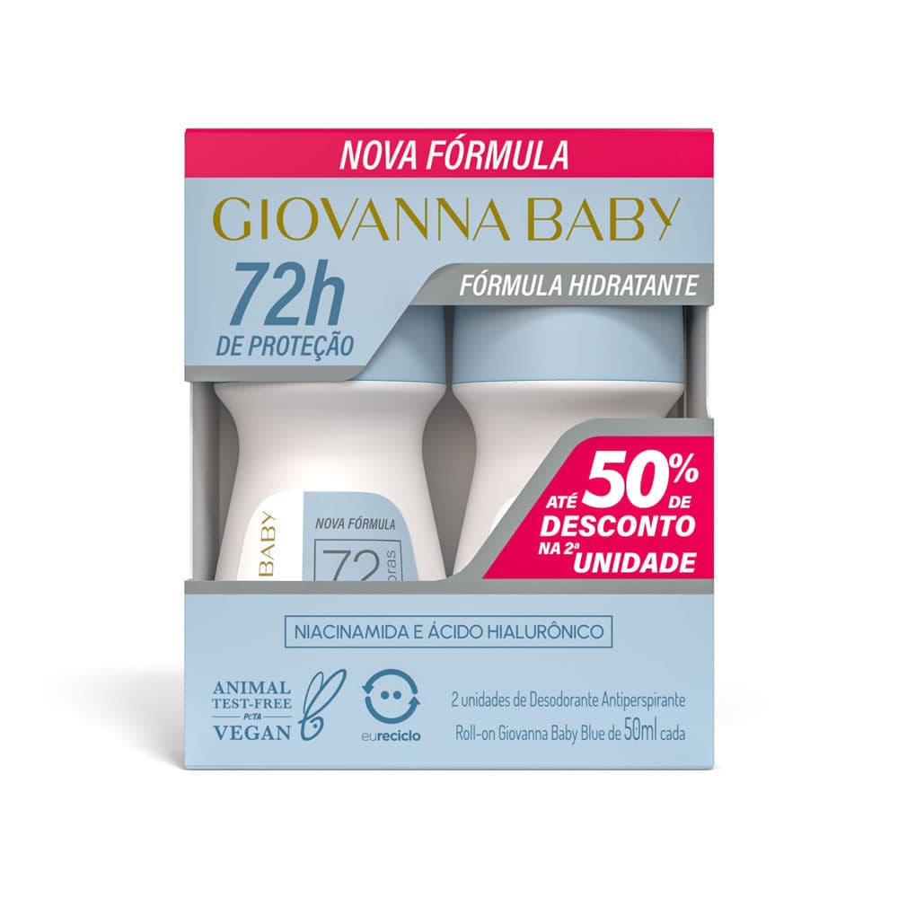 Kit Desodorante Giovanna Baby Blue Roll-on Antiperspirante com 2 Unidades 50ml cada