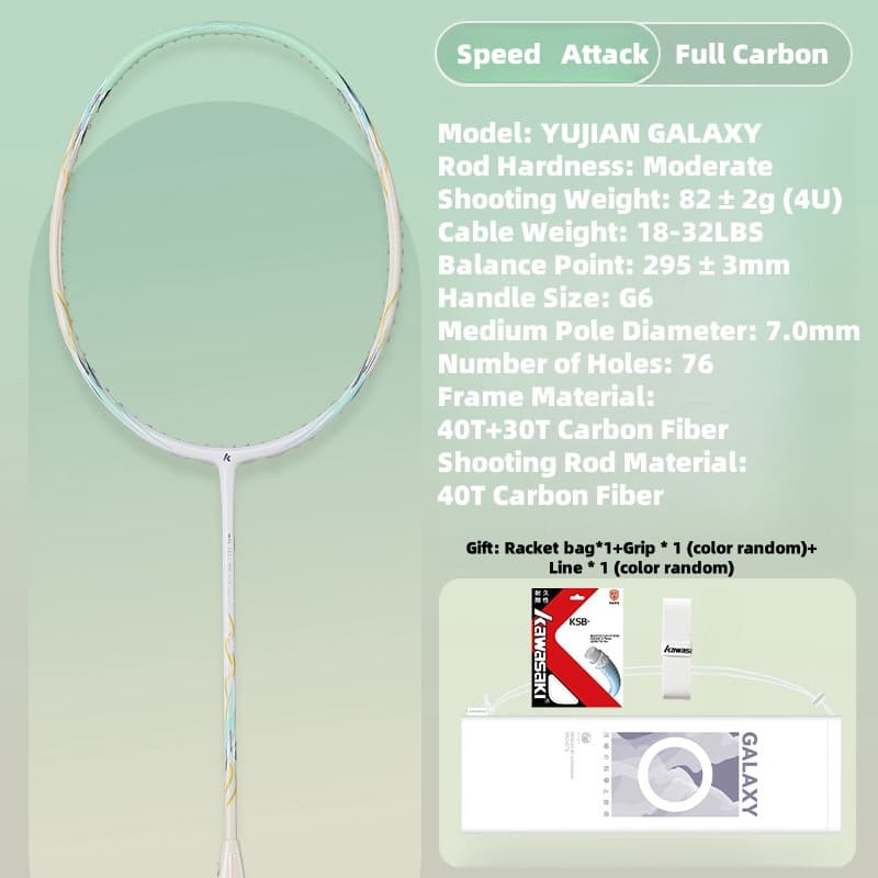 Raquete de Badminton Kawasaki Galaxy 4U Carbono Profissional