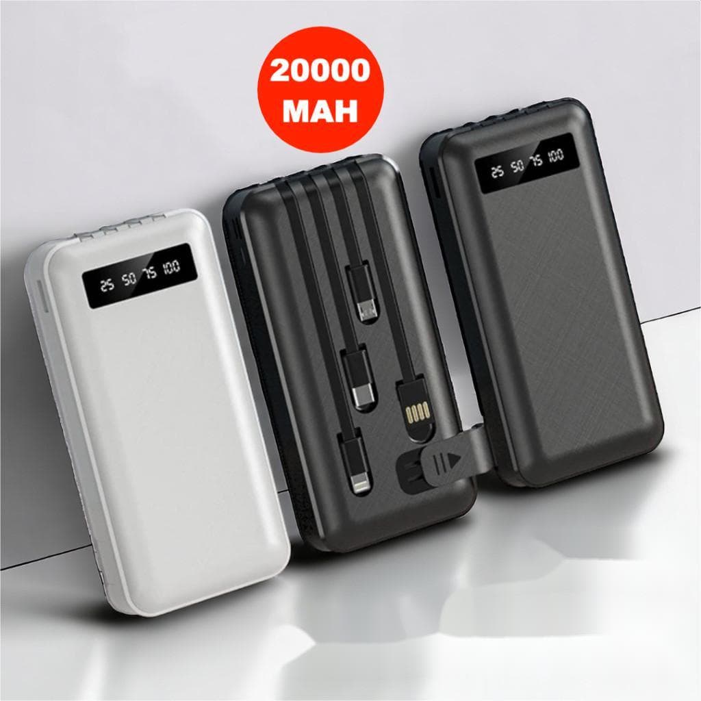Carregador Power Bank Portátil 20000mah de celular Universal Saída Usb MACHO/Micro USB V8 / Tipo C / IPHONE