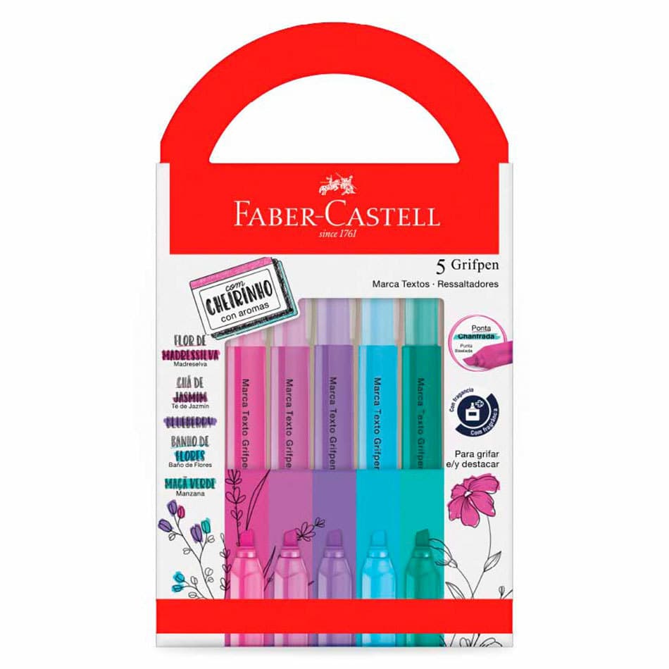 Pincel marca texto Grifpen com 5 unidades Relaxa & Reequilibra MT/ES5RRZF Faber-Castell