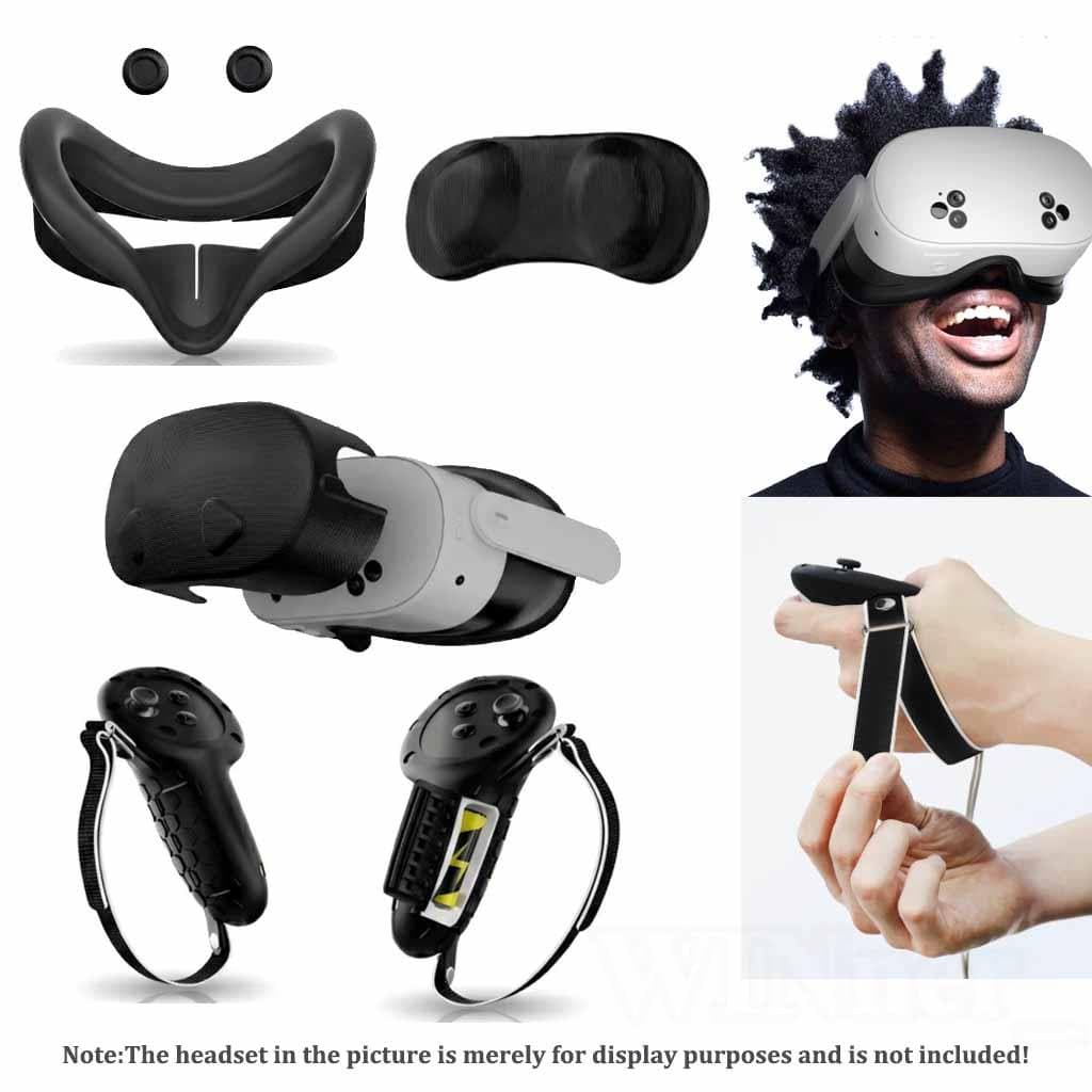 Conjunto De Capa Protetora De Lente De Silicone Compatível Com Acessórios Meta Quest 3S , Punhos De Controlador