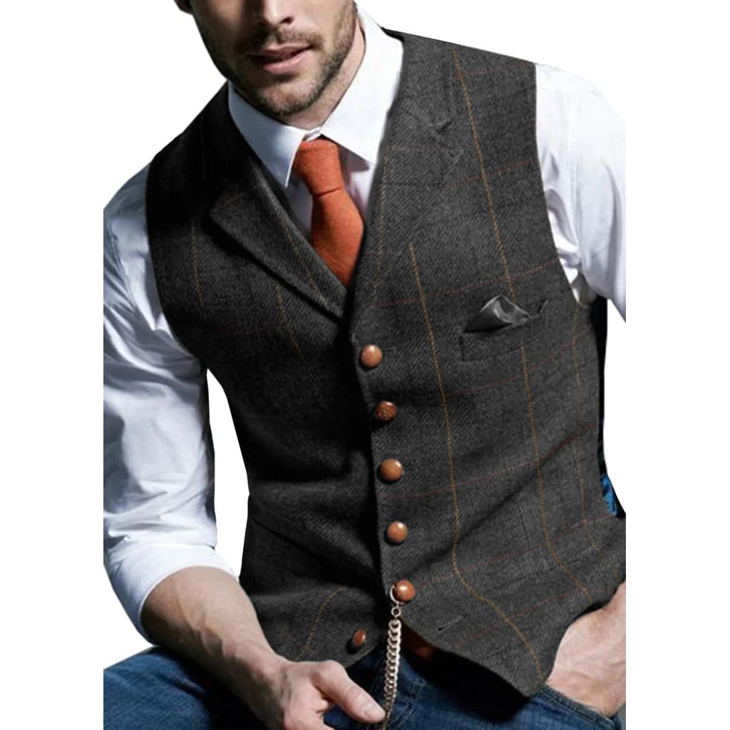 Terno com colete masculino, coletes de tweed, ternos de negócios para homens, colete listrado, estilo punk, para noivo, 