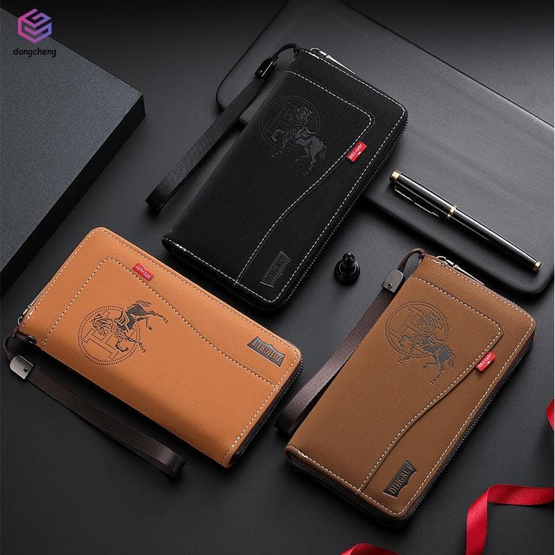 Carteira Masculina Retrô PU – Bolsa Clutch De Grande Capacidade Com Porta-Moedas