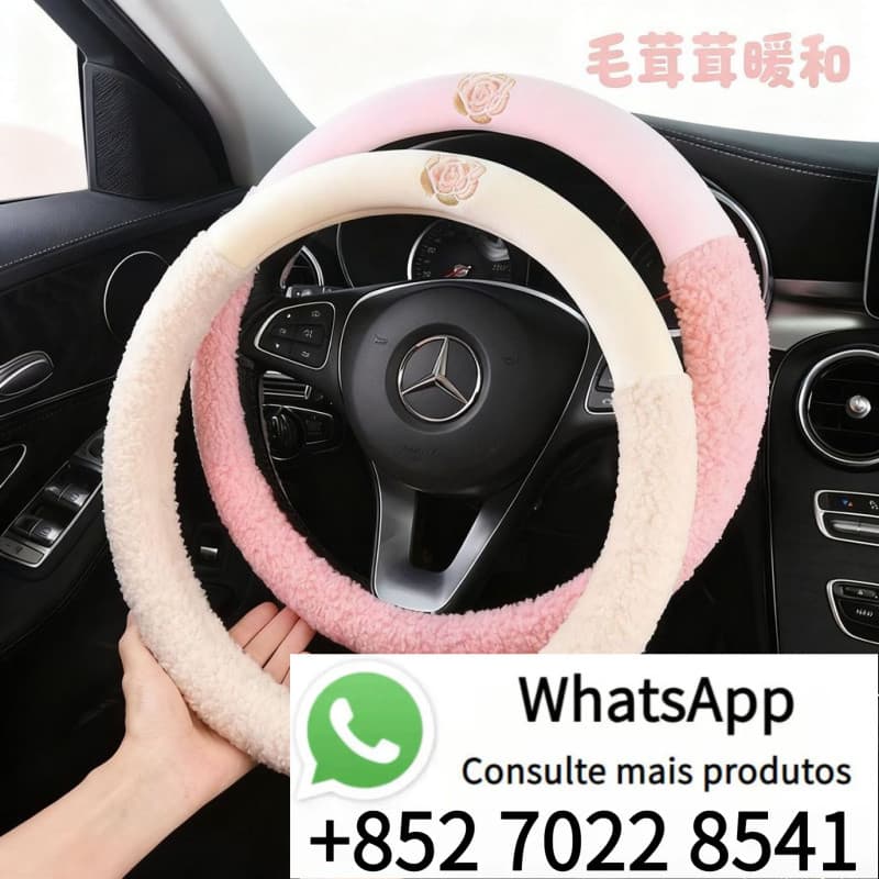 Capa protetora para volante, capa de pelúcia de alta qualidade para volante, quente, para mulheres no outono e inverno, 