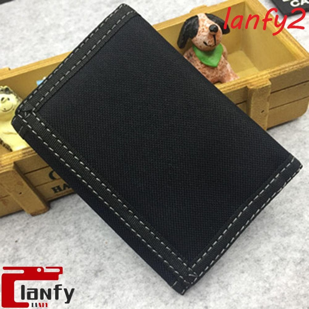 Carteira Curta Masculina LANFY , Bolsa Preta De Tecido Oxford De Lazer , De Cartão Multiposição Com Prendedor De Toque