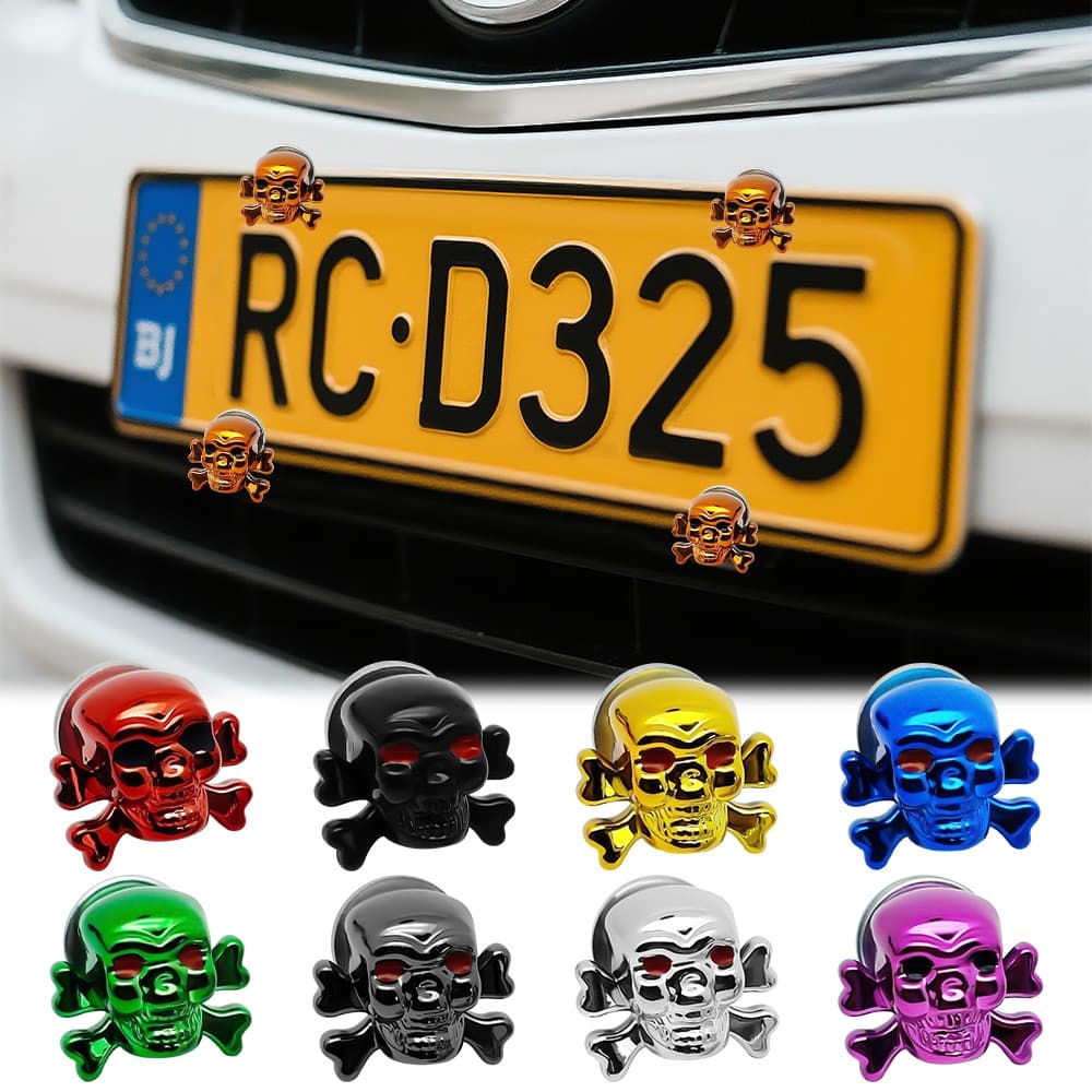 2/4 Peças Parafuso de Placa de Carro Estilo Caveira para Carros Motocicleta Universal Fixo 3296