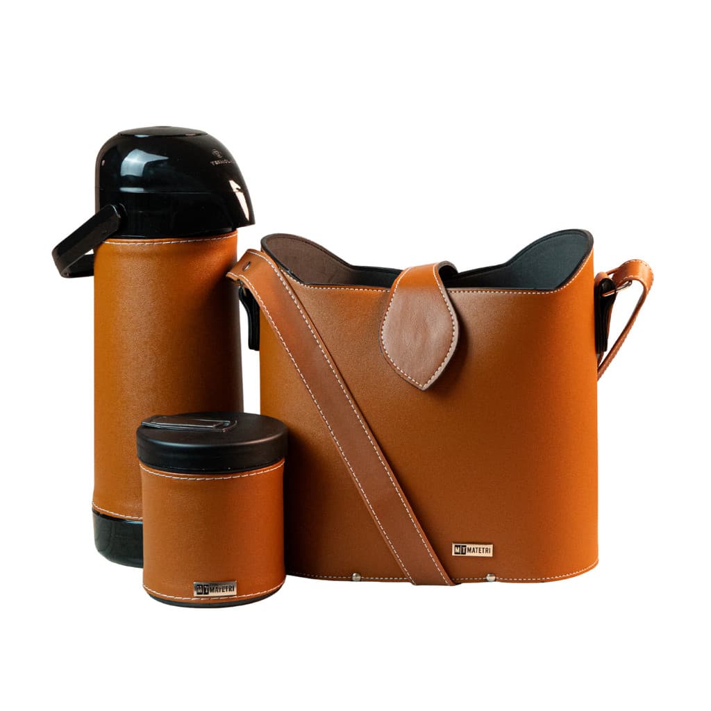 Kit para Chimarrão Três Peças Slim Matetri | Acompanha Mateira, Térmica 1L e Porta-Erva 