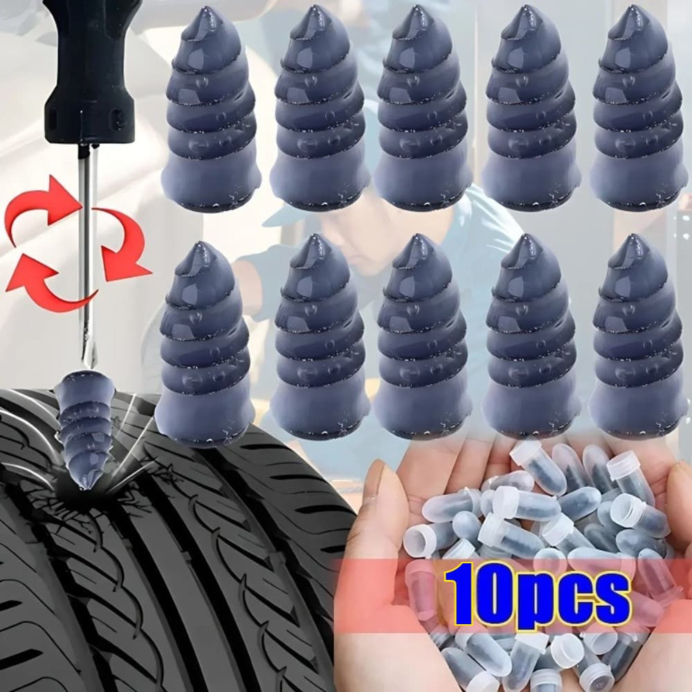 10 Pçs Reparação De Pneus Unhas Parafusos Auto-Roscantes De Borracha Pinos De Pneu Vácuo Motocicleta Punctura Picos De C