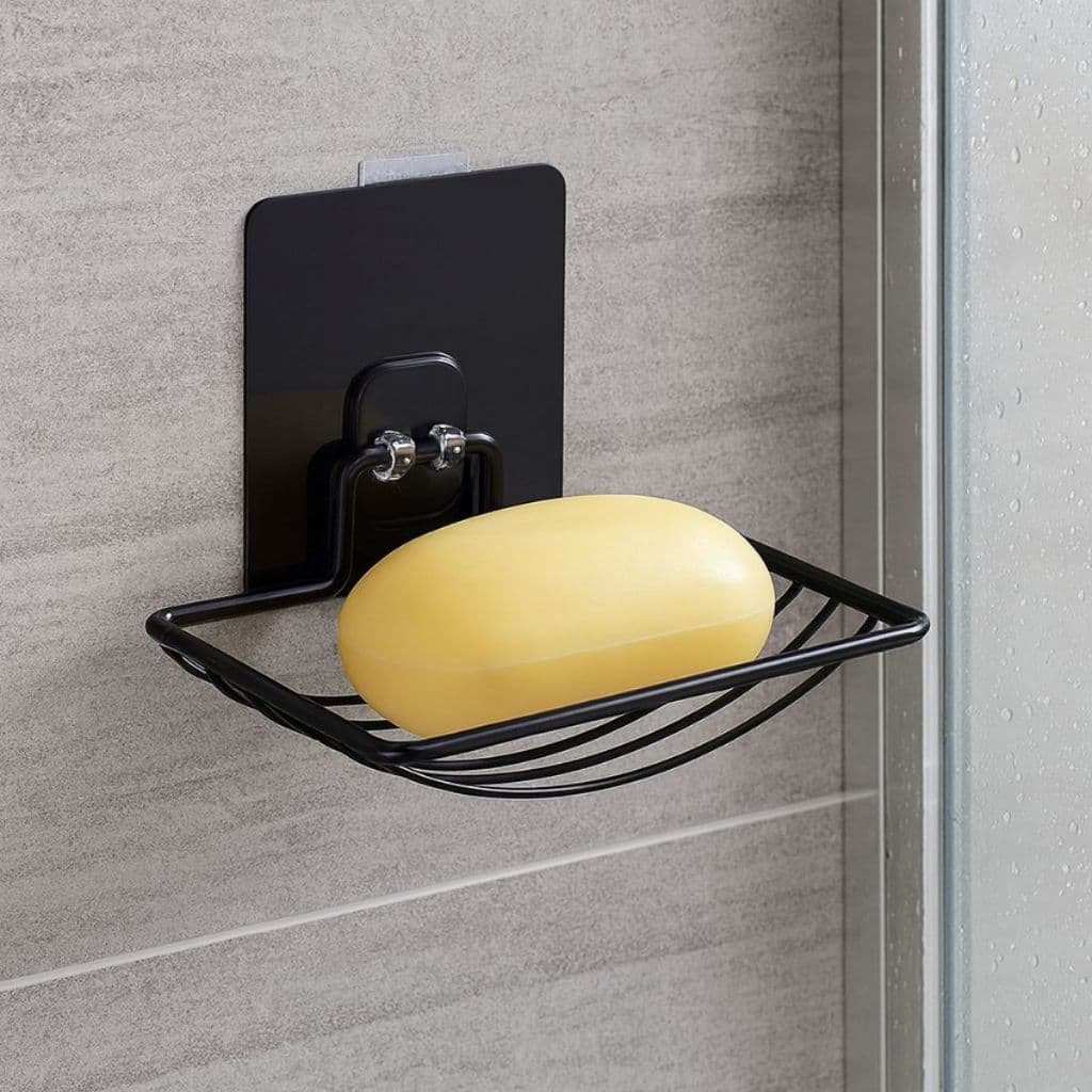 Saboneteira de Inox com Adesivo Sem Furo Fixação Forte Resistente Preta