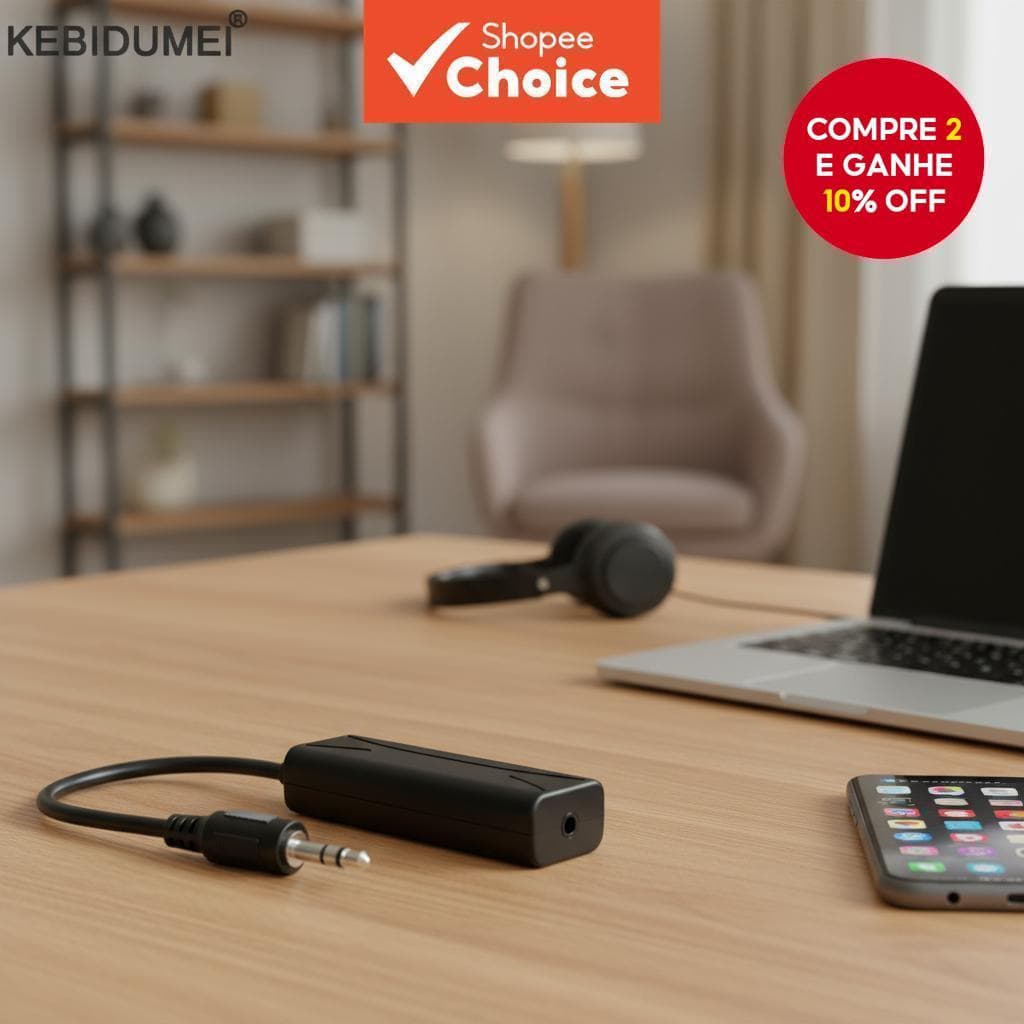  Isolador de Ruído para Loop de Terra 3,5mm Aux para Som Automotivo e Amplificador Residencial Elimina Zumbido